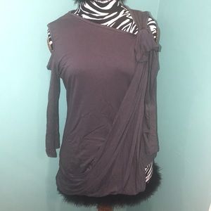 NWOT Grey Blouse with CutOuts and Sleeves